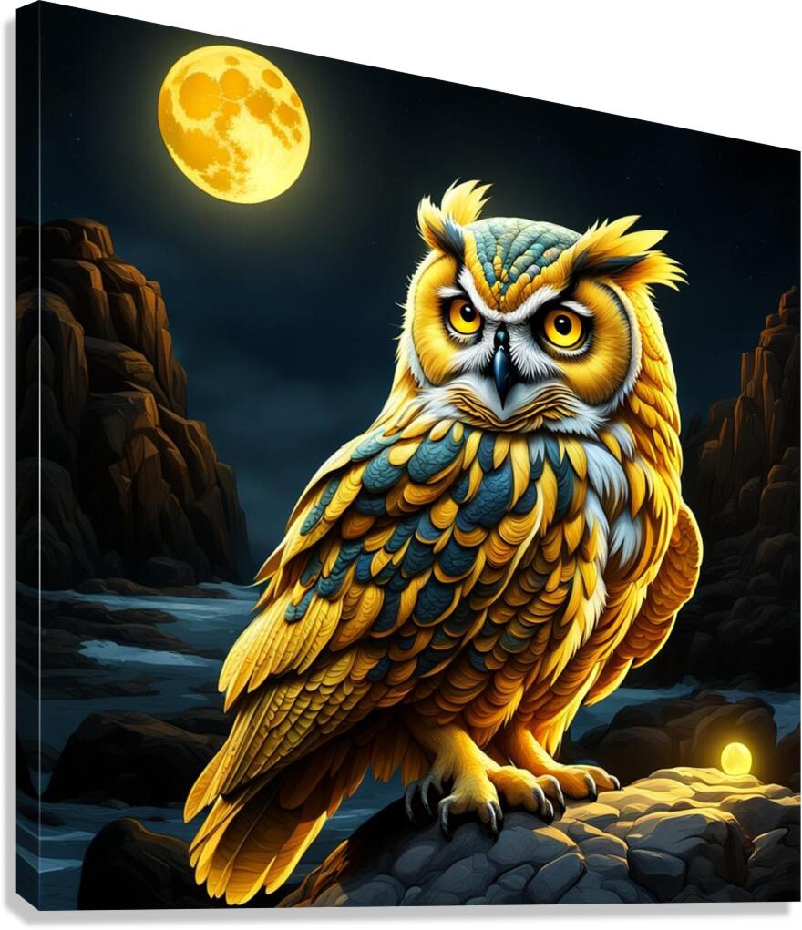 Owl Yellow Canvas Print