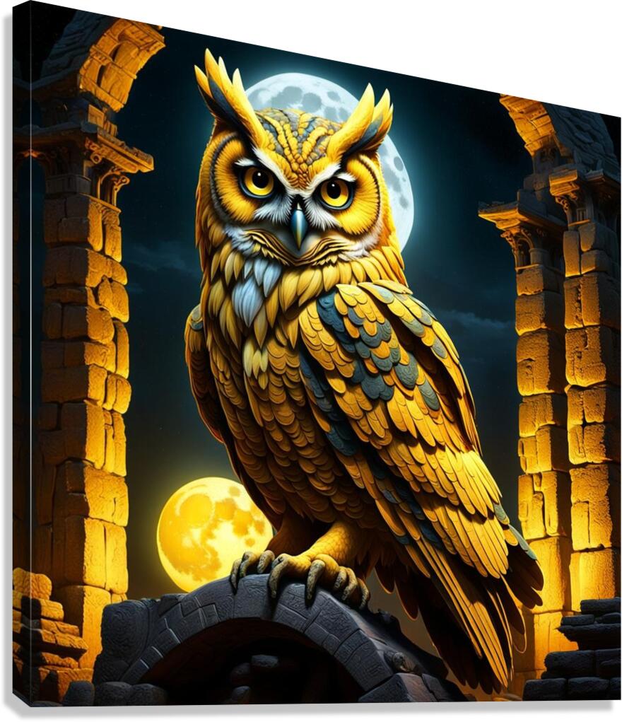 Owl Yellow Canvas Print