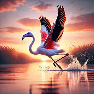 Flamant prenant son envol