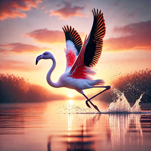 Flamant prenant son envol Print