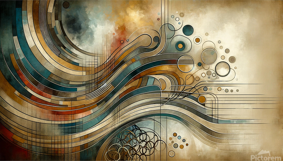 Abstract art composition with layered textures and muted tones