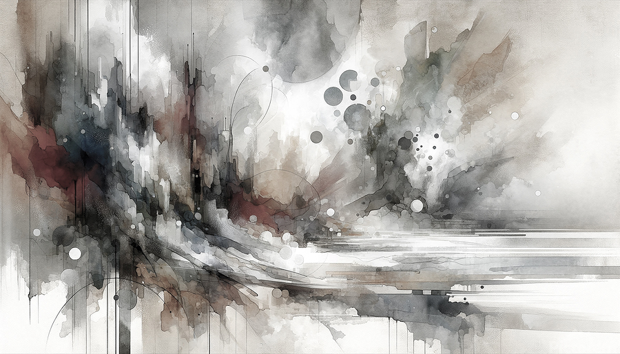 High-contrast abstract monochrome artwork with expressive lines and ritual-inspired forms