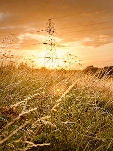 pylon at sunset