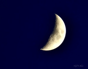 Waxing Crescent Moon with Inky Blue Sky