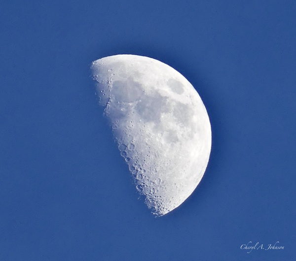 Moon at Sunset with a Blue Sky ~ 2-5-25 by Cheryl A Johnson