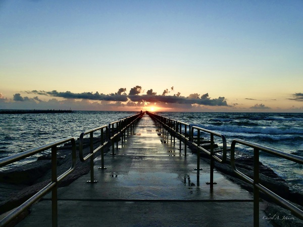 Sunrise on the Jetty North Padre Island by Cheryl A Johnson
