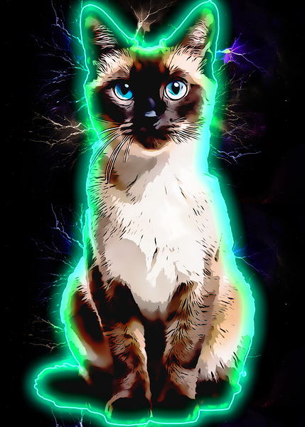 1001 aura neon art siam Print