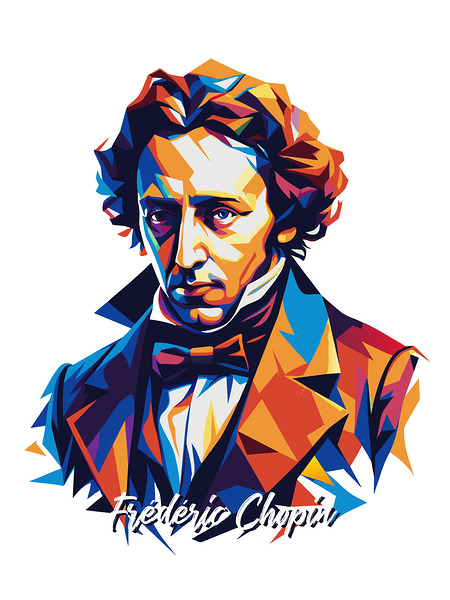 Frederic Chopin Portrait Pop Art Wpap by Vectorartnesia