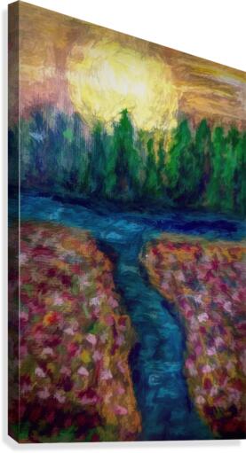 Moon over River Canvas Print