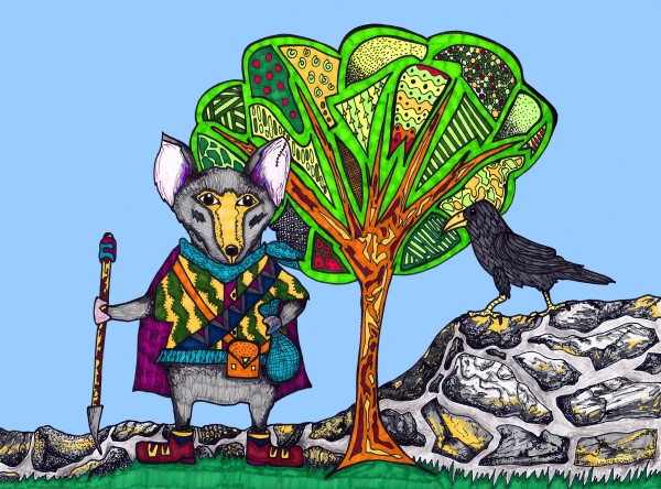 Warrior Mouse (blue background) Print