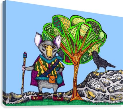 Warrior Mouse (blue background) Canvas Print