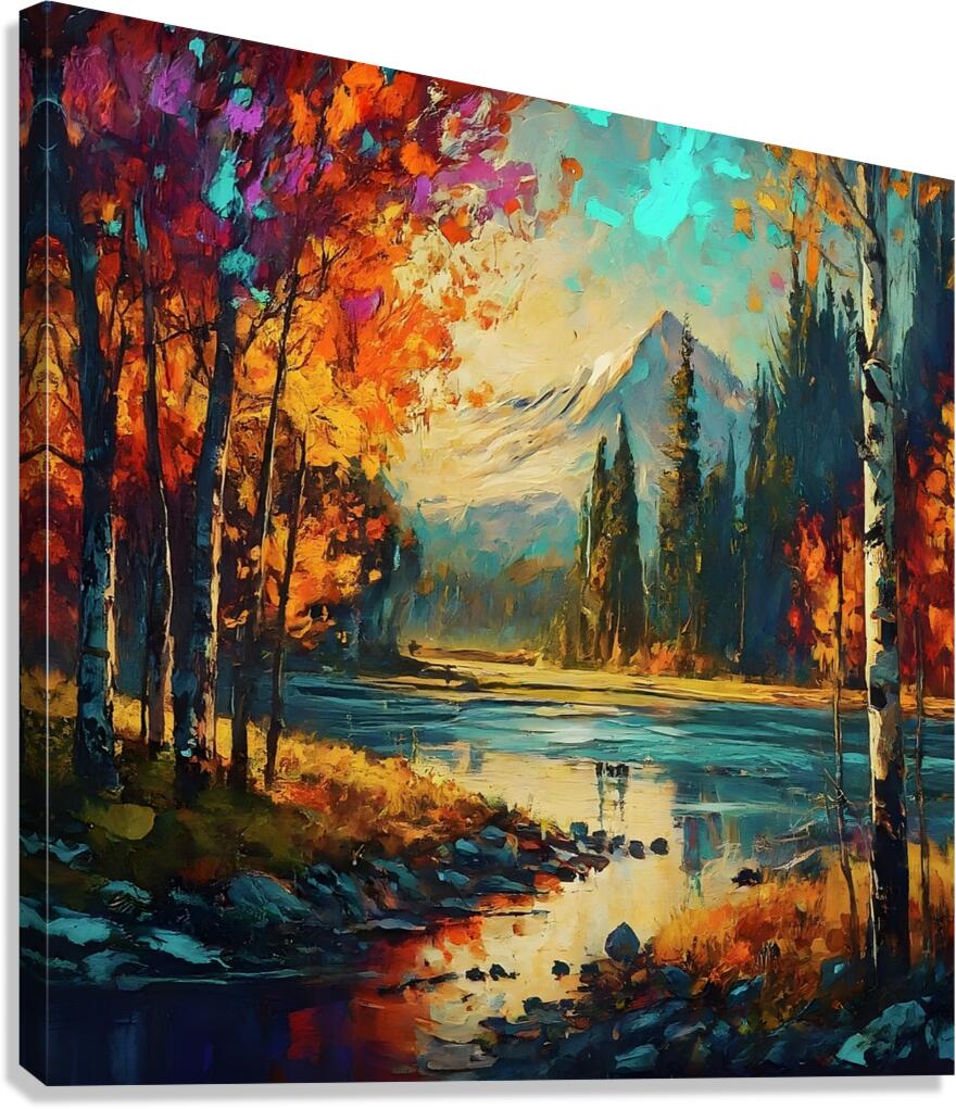 landscape with trees and river Canvas Print