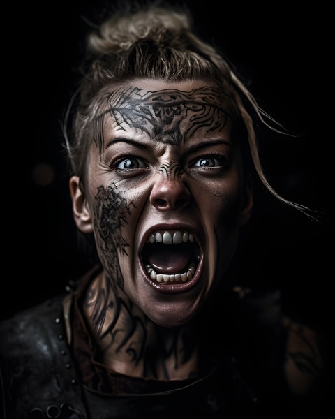 Fierce Female Viking Warrior Portrait by TeeGraphicCo