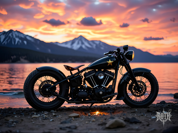 Lake Tahoe Black Harley Davidson WLA by Denis Dean Roth