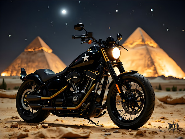 Harley Davidson Night Pyramids by Denis Dean Roth