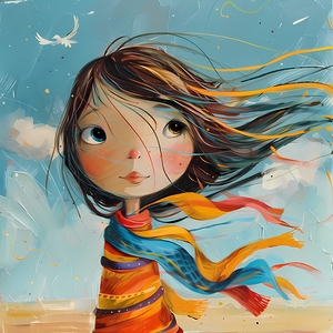 THE GIRL WITH HER HAIR IN THE WIND