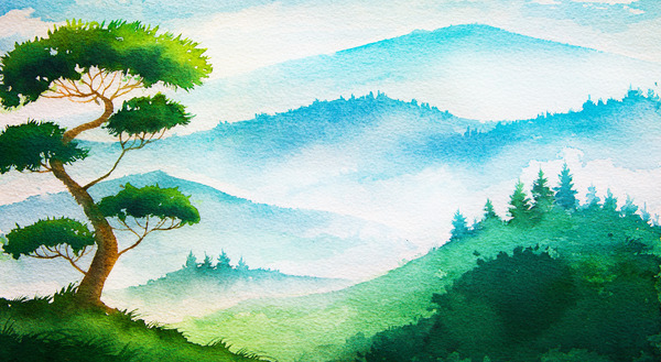 Hand-drawn Watercolor Spring Meadow by Artistic Paradigms