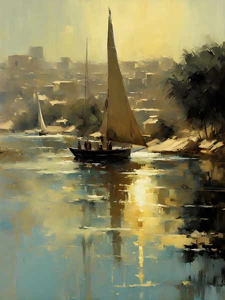 Hyperrealistic Nile Scene in Aswan by Joseph4ART