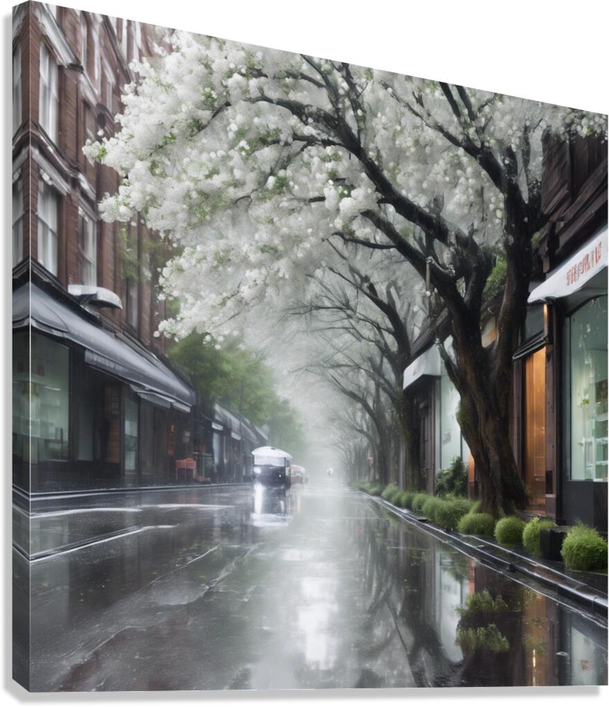 Flowering street trees-Acrylic Prints Canvas Print