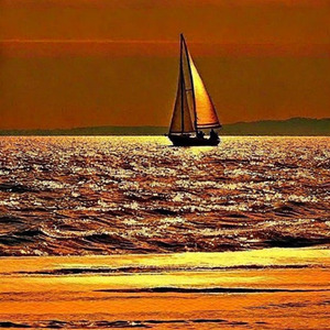 Tranquil Voyage: Sunset Sailboat Wall Art