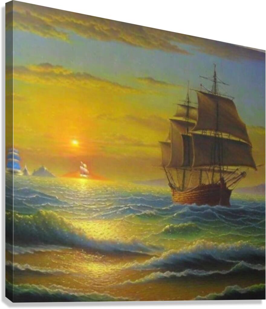 Sailing into Serenity: Sunset Seascape Wall Art Canvas Print