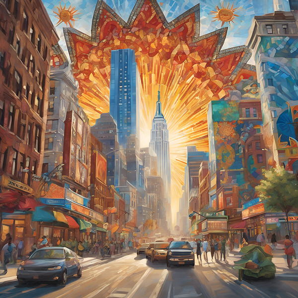 depicts a mosaic of cultures histories and dreams intertwined. Print