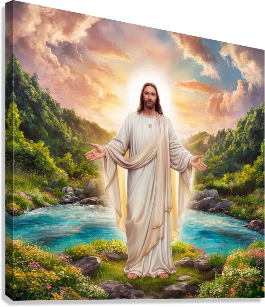 a stunning 8k digital artwork of jesus christ sta Canvas Print