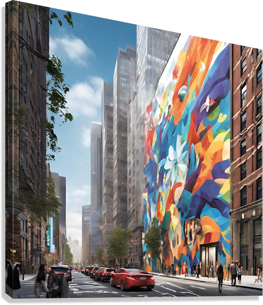 mural stretching across several city blocks Canvas Print