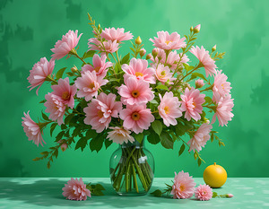 Elegant Pink Blooms in a Glass Vase