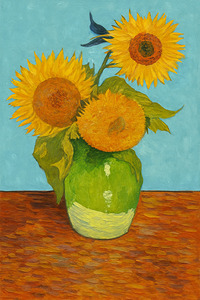 Elegant Post-Impressionist Sunflower Wall Art