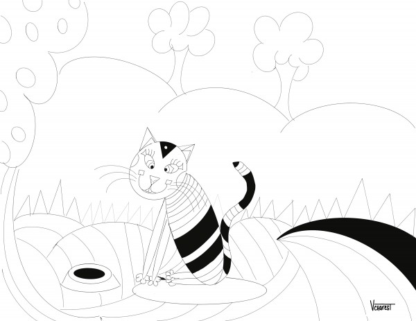 Chat abstrait Print