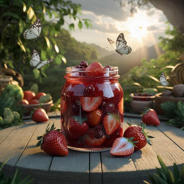 A jar of strawberry by Rayoma