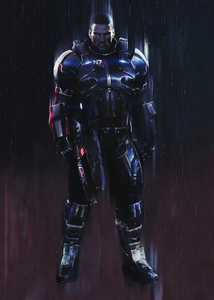 Commander Shepard Painting In N7 Defender Armor