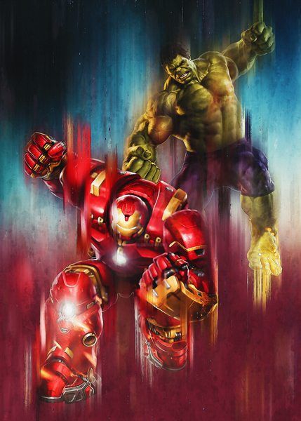 Hulk vs Ironman Fighting Print