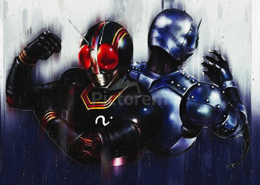 Kamen rider black and Shadow Moon Painting by Gunawan Rb