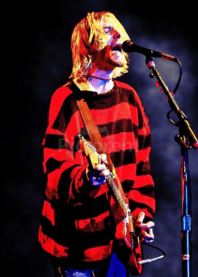 Kurt Cobain Red Jacket by Gunawan Rb Wall Art