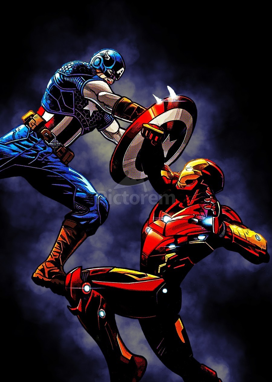 iron man vs captain america by Gunawan Rb Wall Art