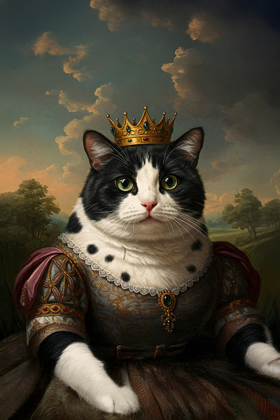 Queen Black and White Cat Print