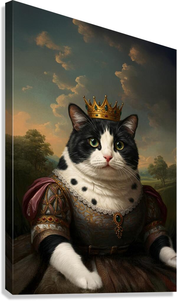 Queen Black and White Cat Canvas Print