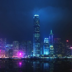 Night view of Victoria Harbor Hong Kong