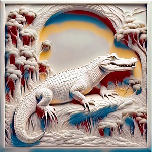  ALBINO 3D GATOR......VELVET ABSTRACT