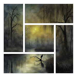 GREAT EGRET  5 PANEL