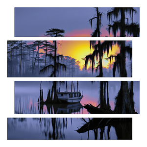 LETS PARK HERE......TEQUILA SUNSET 4 PANEL