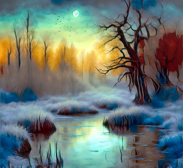 WINTER MARSH......VELVET ABSTRACT Print