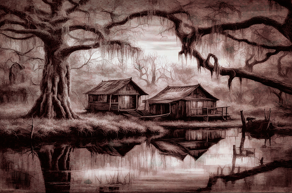 EVIL LIVES HERE.  WIDESCREEN SEPIA  Print