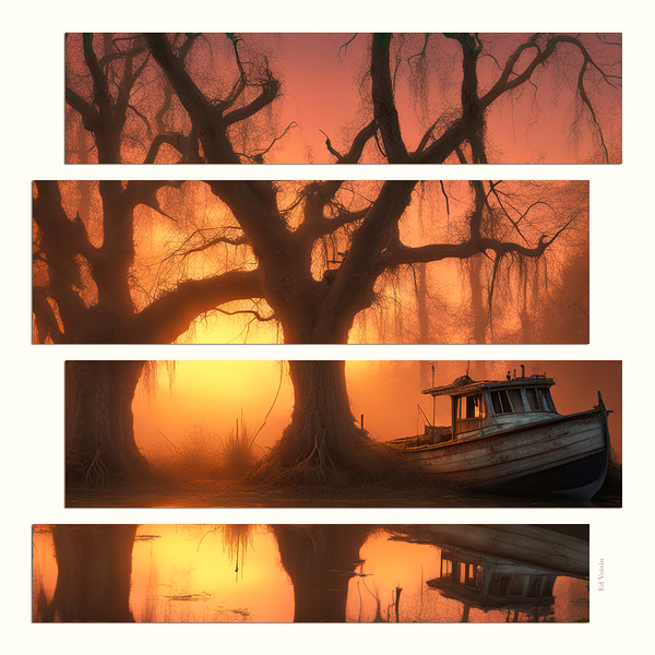 OLD BOAT NEW DAY......4 PANEL by Digicam