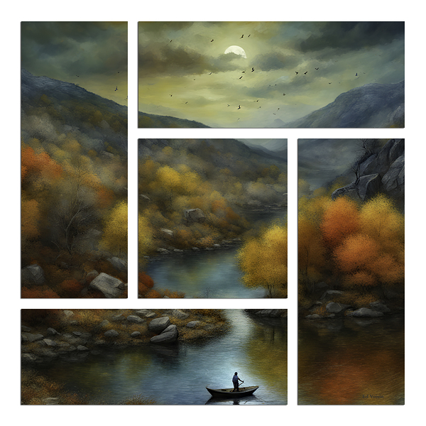 ZIG ZAG RIVER  5 PANEL by Digicam