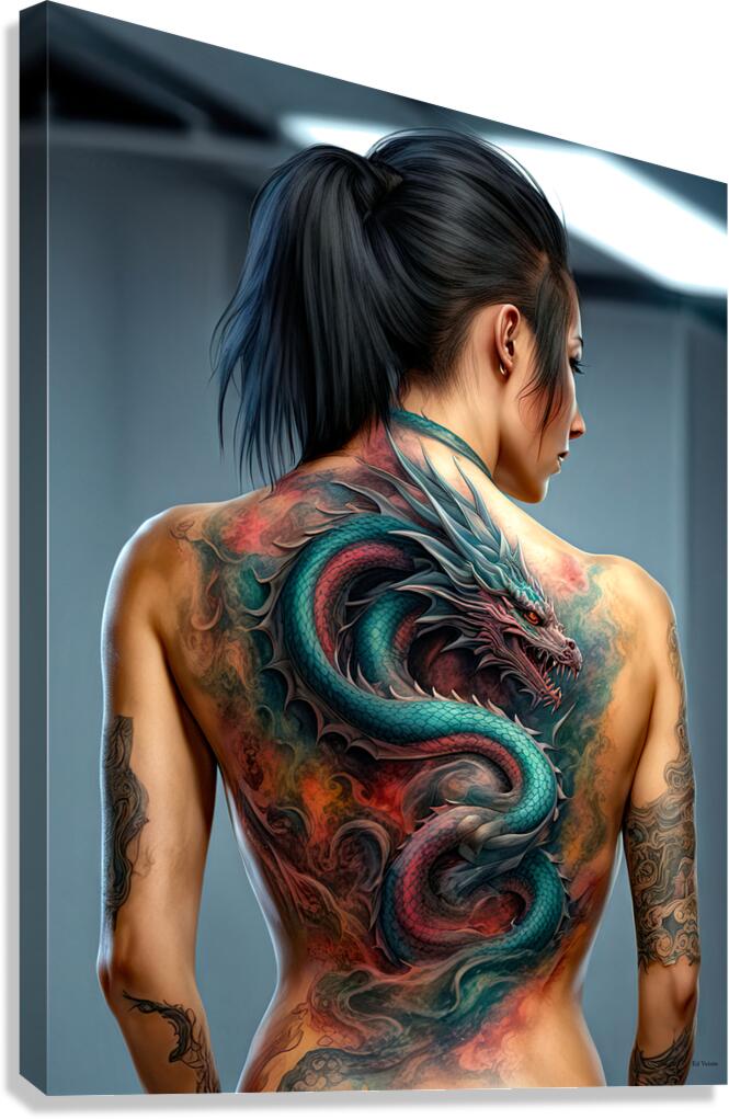 GIRL WITH THE DRAGON TATOO 3D Canvas Print