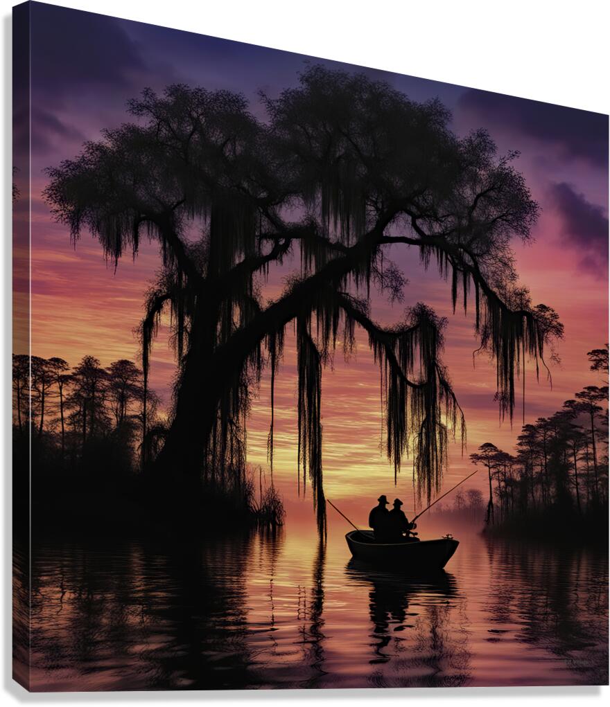 FISHING ON THE BAYOU Canvas Print