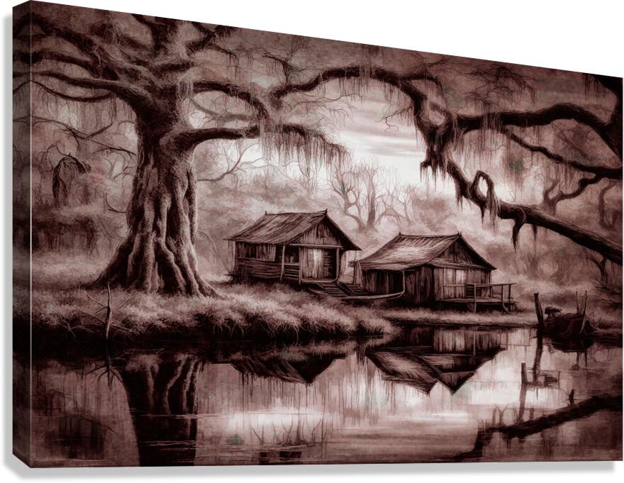 EVIL LIVES HERE.  WIDESCREEN SEPIA  Canvas Print